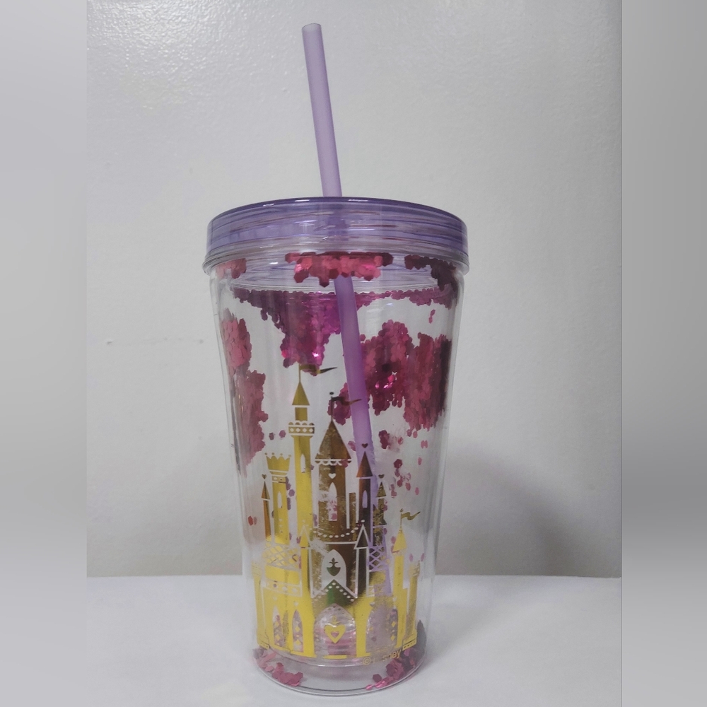 Disney Purple Lid & Pink Sequin Castle Tumbler